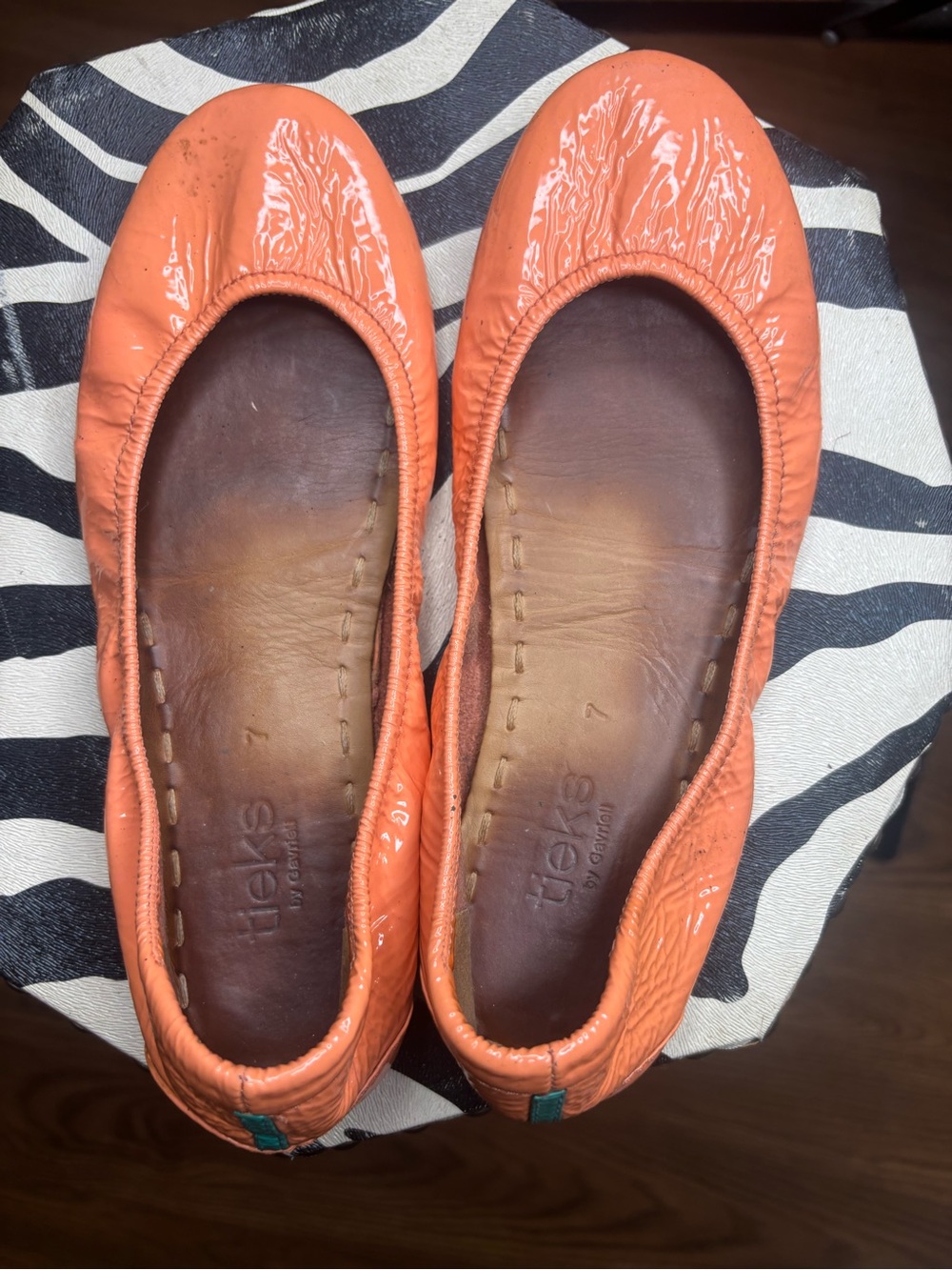 Tieks Orange Patent Ballet Flats